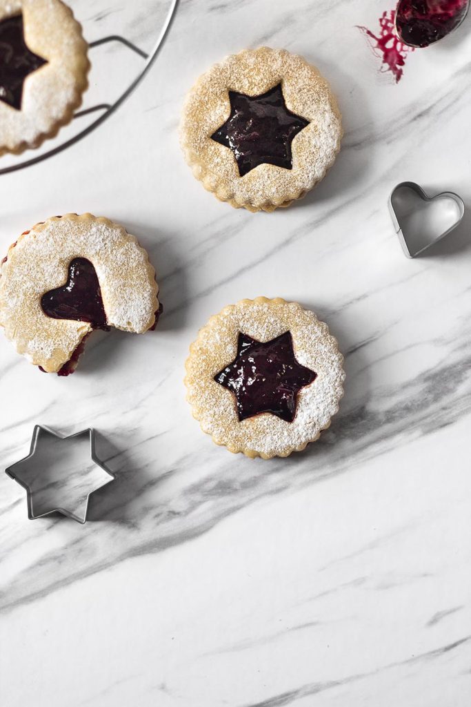 Almond Linzer Cookies with Cherry Jam