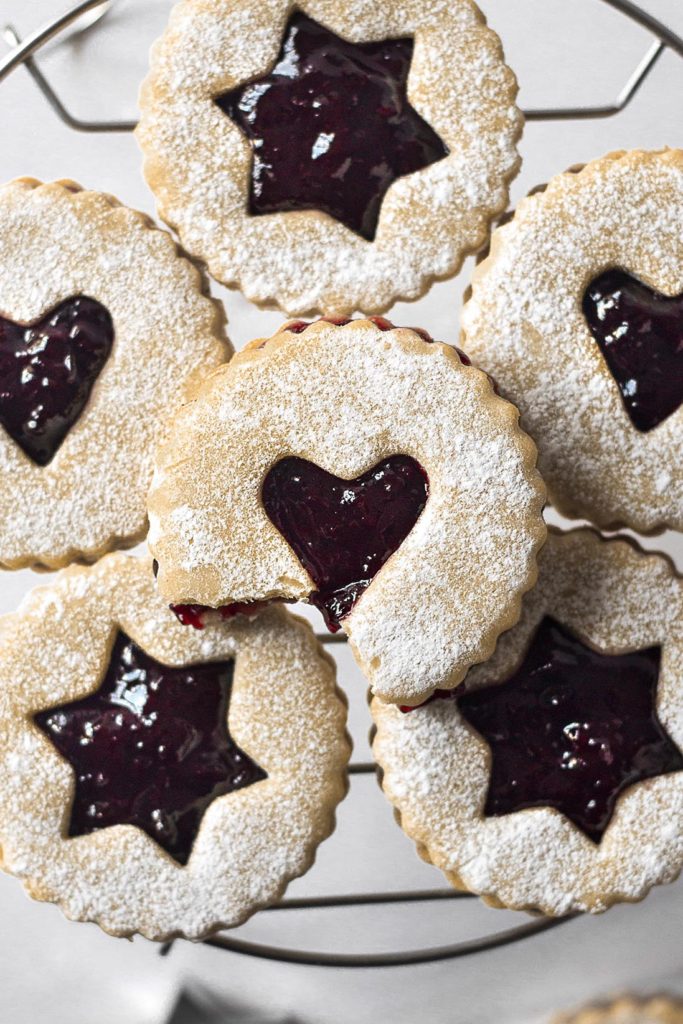 Almond Linzer Cookies with Cherry Jam