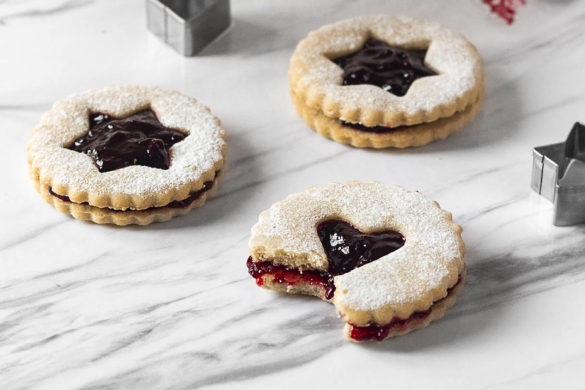Almond Linzer Cookies with Cherry Jam
