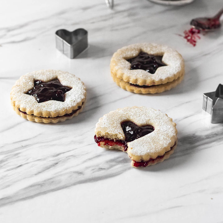 Almond Linzer Cookies with Cherry Jam