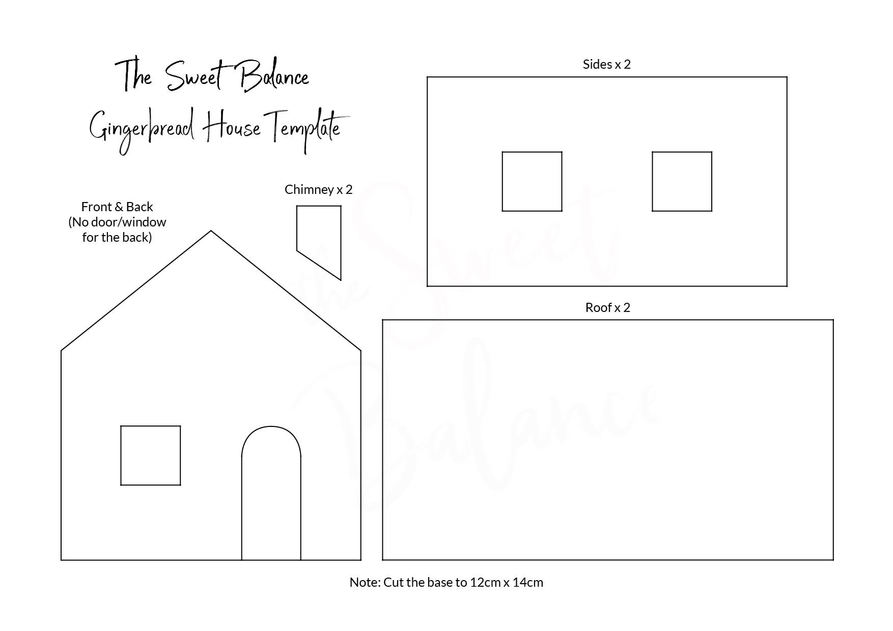Gingerbread House Measurements Template