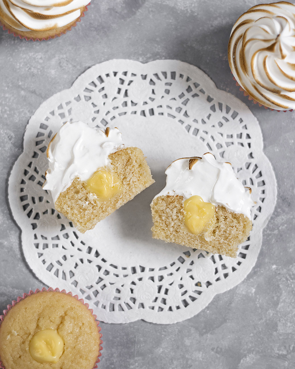 Lemon Meringue Almond Cupcakes