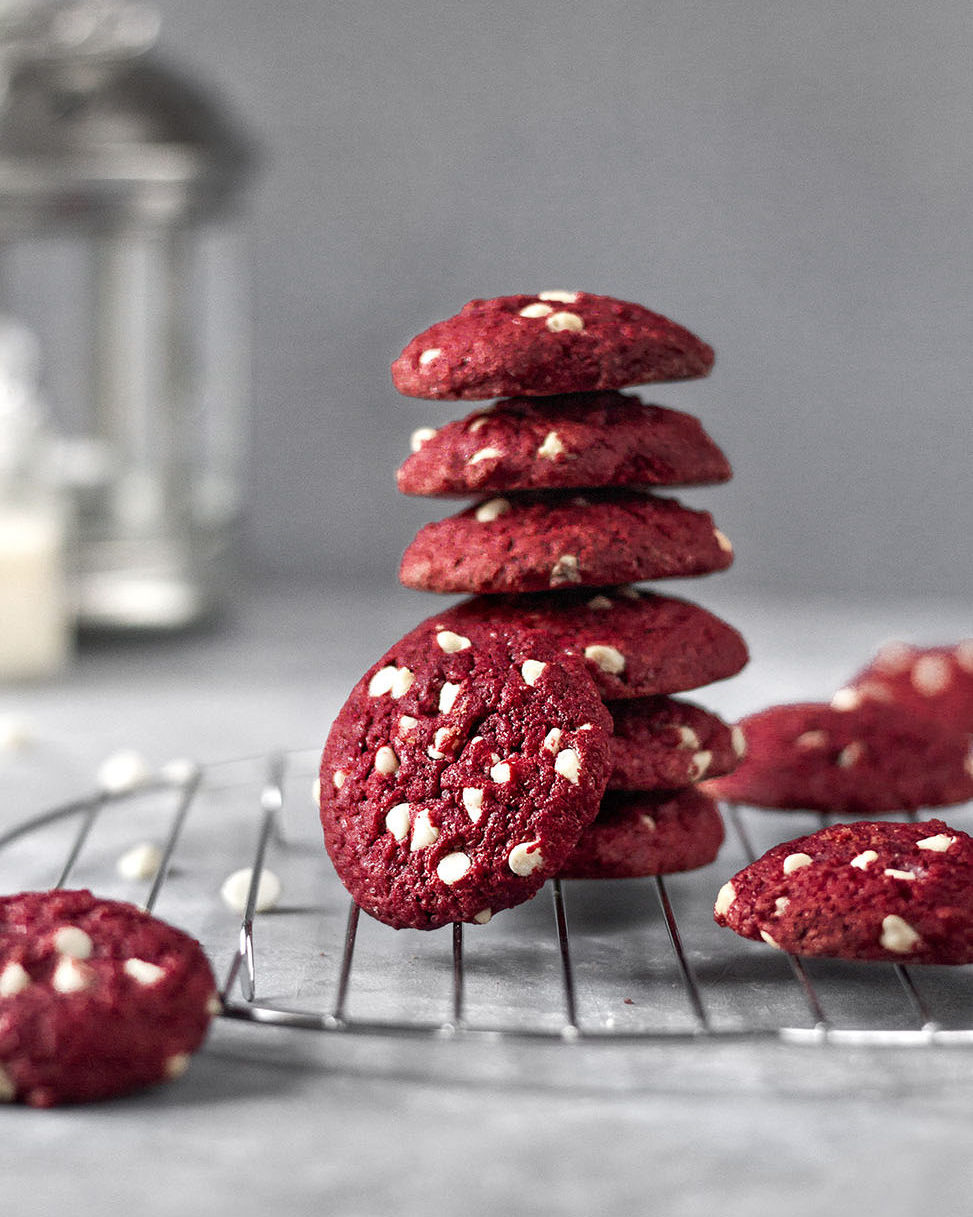Red Velvet White Chocolate Chip Cookies - The Sweet Balance