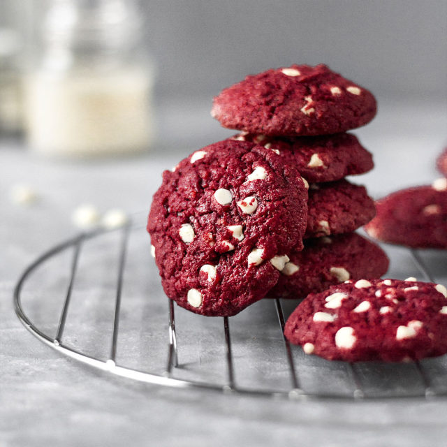 Red Velvet White Chocolate Chip Cookies - The Sweet Balance